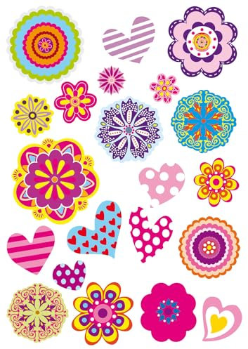 CTOP kreative Freizeitgestaltung - Aufkleber Blumen psychedelisch - 42 Stück