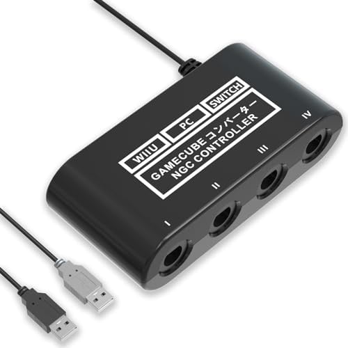 pdobq Gamecube Controller Adapter for Nintendo Switch/Switch 2/ Switch OLED Gamecube Adapter, Super Smash Bros Choice for Wii u/Switch/PC USB, Support 4 Gamecube Controller and 180cm Long Data Cable