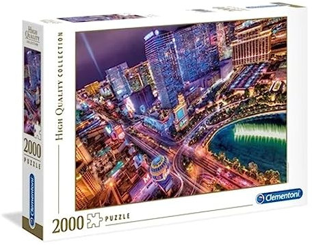 Clementoni 32555 Las Vegas – Puzzle 2000 Teile ab 9 Jahren, buntes Erwachsenenpuzzle mit kräftigen Farben, Geschicklichkeitsspiel für die ganze Familie, schöne Geschenkidee