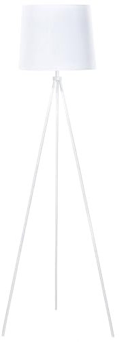Beliani Stehlampe in industriellem Stil Lampenschirm aus Poly-Baumwolle weiß Sambra