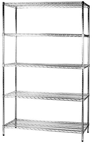 Archimede Sistema Componibile, Scaffale Cinque Ripiani, Grigio (Cromato), 121 x 46 x 200 cm
