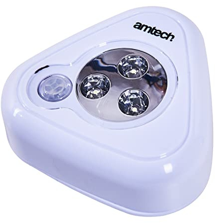 Amtech 3 LED Motion Sensor Light, Adhesive Mount with 3.5m Detection Range, Ideal for Cupboards, Hallways and Sheds