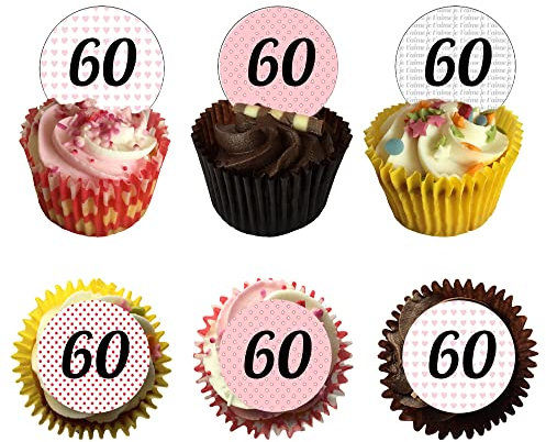 Fancy Pants Party Store Pre Cut Birthday Cupcake Toppers 60th Edible Rice Wafer Card Icing Sheet Teenager Cake Vintage VEX
