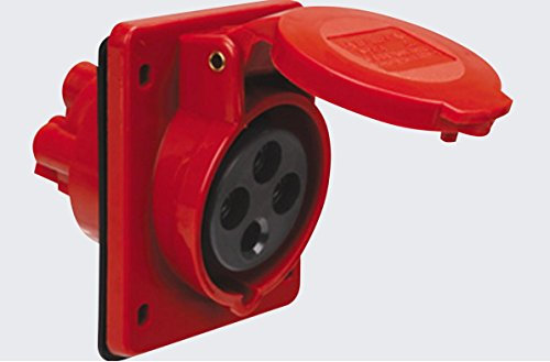 Knightsbridge INAV0018 Enchufe de Montaje en Panel en ángulo 415 V IP44 32 A 3P+N, Rosso, 415V 32A