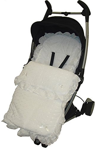 Fußsack mit Lochstickerei und Rüschen Fußsack/COSY TOES kompatibel mit Quinny Zapp weiß