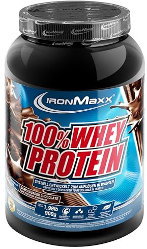 100% Whey Protein Pulver 900g Dark Ecuador Chocolate - Leckerer High Protein Shake, 31g Eiweiß pro Portion, Power Drink für intensives Muskel-Training, Mit BCAAs und EAAs