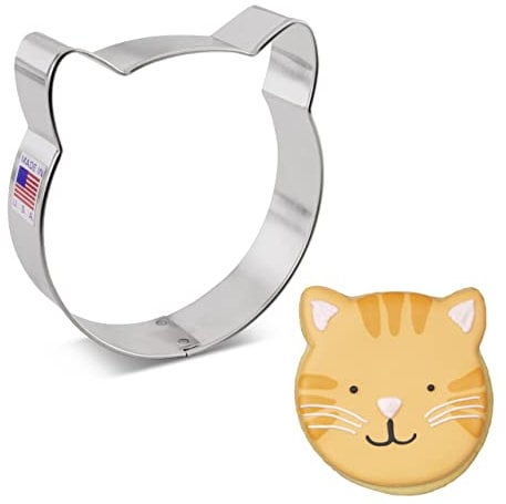 Ann Clark Cookie Cutters Cortador de galletas cara de gato - 9,5 cm - Acero fabricado en EE. UU.