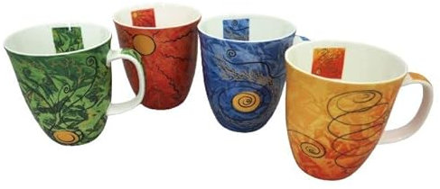 Four Elements 4er Teebecher Set, Konisch, 0.35 Liter, Wiederverwendbar, Mehrfarbig, Zuhause, Spülmaschinenfest, Kunststoff oder Edelstahl