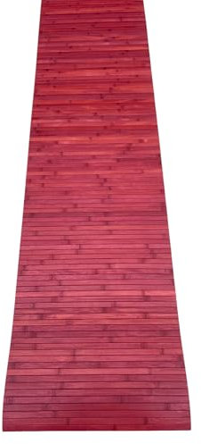 Tapis antidérapant en bambou, vendu au mètre, disponible dans plusieurs couleurs, idéal pour une cuisine, une salle de bain, une chambre, un spa rouge