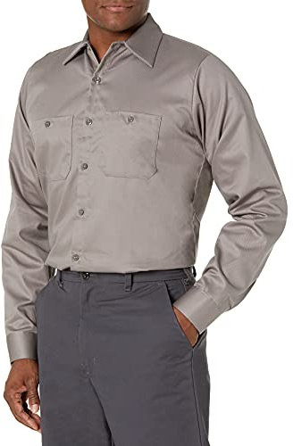 Red Kap Men's Wrinkle Resistant Long Sleeve Work Shirt - Gray - Medium