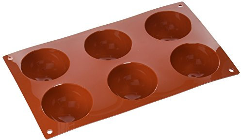 silikomart | SF002 Moule en silicone pour Monoportions SEMISFERA, anti-adhérent, 6 cavités, Lot de 1 Moule à gâteau, ø 70 h 35 mm, Made in Italy