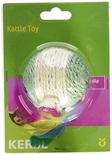 Kerbl Pet Sisal Spielball mit Feder und Rassel 6cm farblich Sortiert