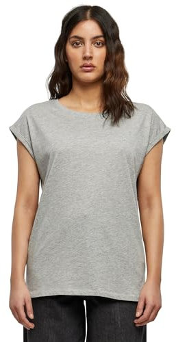 Urban Classics Damen Kurzarm T-Shirt Ladies Extended Shoulder Tee, Grey XS
