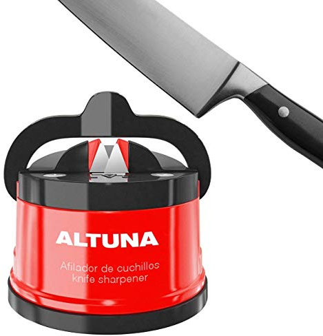Afilador de Cuchillos - Modelo 8150 - Especial para Reavivar el Filo - Elaborado con Placas de Carburo de Tungsteno - Sistema de Ventosa Profesional - Durabilidad y Resistencia - Altuna