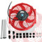 10 inch Slim Fan Push Pull Electric Radiator Cooling 12V Mount Universal Kit Red