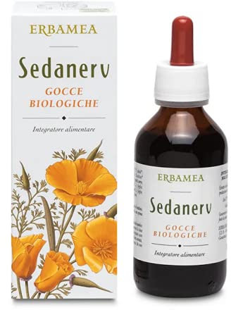 Erbamea Gocce Biologiche Escolzia, Melissa, Passiflora, Lavanda Sedanerv per Ansia e Stress, Multicolore, 100 Millilitri