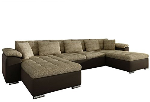 Mirjan24 Ecksofa Wicenza, Design Big Sofa Eckcouch Couch, mit Schlaffunktion Bettfunktion, Wohnlandschaft, U-Form, Große Farbauswahl (Soft 066 + Lawa 02)