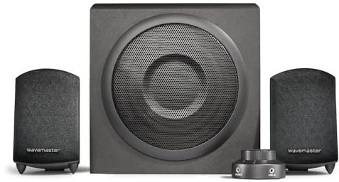 Wavemaster MOODY 2.1 Lautsprecher System (65 Watt) Aktiv-Boxen Nutzung für TV/Tablet/Smartphone/PC schwarz (66202)