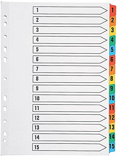 Q-Connect Index KF01520, A4, mehrfach gelocht, verstärkt, mehrfarbig, nummerierte Registerkarten