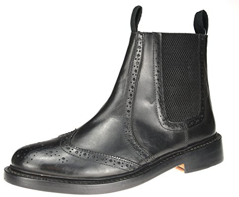 Benchgrade 1920 Mens Tan or Black All Leather Welted Chelsea Brogue Dealer Boots