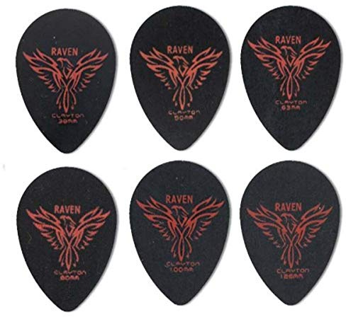 Clayton Picks – Black Raven Plektren – Standardform, 0,38 mm, 12 Stück (BS38/12) - Hochwertige Acetal Gitarrenplektrum für präzises Spiel