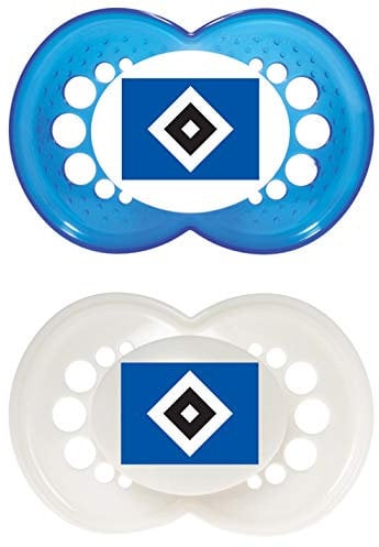 MAM Football Schnuller im 2er-Set, Original Schnuller im Fan Design vom Hamburger Sportverein, zahnfreundlicher Baby Schnuller aus SkinSoft Silikon, 6-16 Monate