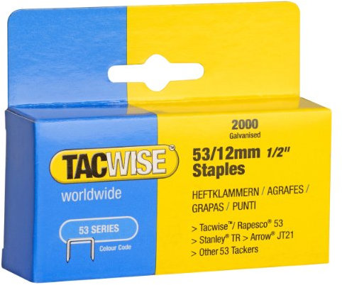 Tacwise 0337 Heftklammern verzinkt 53/12 mm, 2000 Stück