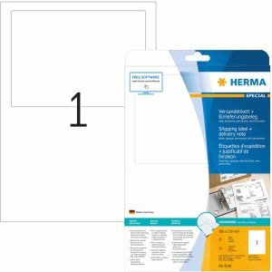 HERMA Versandetikett+Einlieferungsbeleg weiß 182x130mm Special A4 VE=25 Stück