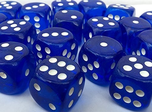10 x LARGE 19MM BLUE DICE/CRAPS