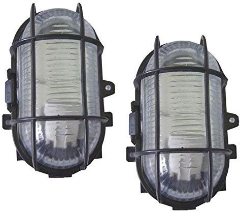 2 X Black Outdoor Garden Exterior Security Bulkhead Bulk Head Light LAMP 60W