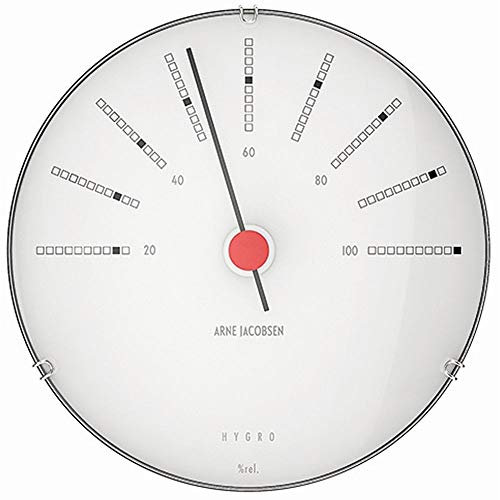 Arne Jacobsen Hygrometer Ø12 cm Bankers Originaldesign Kreative Details, Weiss, Eiche