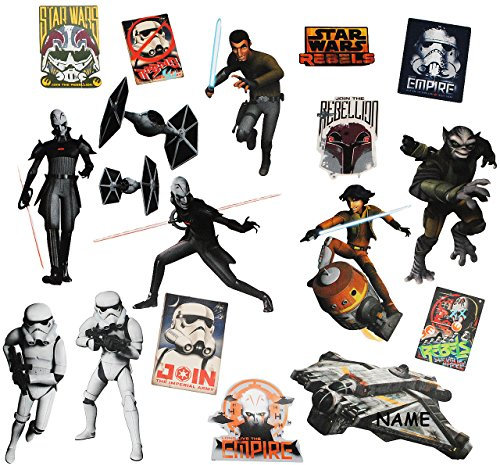 alles-meine.de GmbH 18 TLG. Set XL Wandtattoo/Sticker - Star War/Rebels - incl. Name - Wandsticker - Aufkleber für Kinderzimmer - selbstklebend + wiederverwendbar - Ana..
