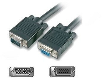 Ex-Pro Premium Black SVGA VGA Plug - Socket (P-S) Male to Female Monitor/Projectors/LCD Cable HD15 Pin Cable Lead - 3m