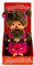 Sekiguchi 236200 - Original Monchhichi Mutter mit Baby, Plüschfigur mit pinkem Kleid und Schleife im Haar, ca. 20 cm großes Kuscheltier aus braunem Plüsch
