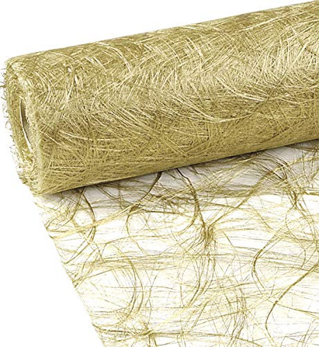 25m Sizoweb ® Original Tischband Tischläufer Tischdeko Faserseide 30cm / 300mm, Farbe:gold