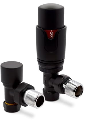 Angled Black Thermostatic Valves for Radiators & Towel Rails