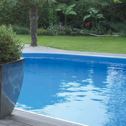 Aqualux Liner Piscine Hors Sol – Rond - Diamètre 350-360 cm – Hauteur Paroi 1.22m à 1,32m - Montage Overlap - Coloris Bleu Uni - Spécial Piscine Acier - Idéal en Remplacement Rénovation