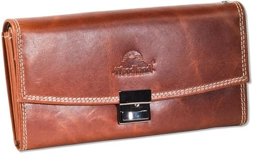 Woodland® Kellnerbörse Taxibörse aus Rindsleder Cognac/Vintage mit Vielen Extras und 3-Stufen Leiterschloss