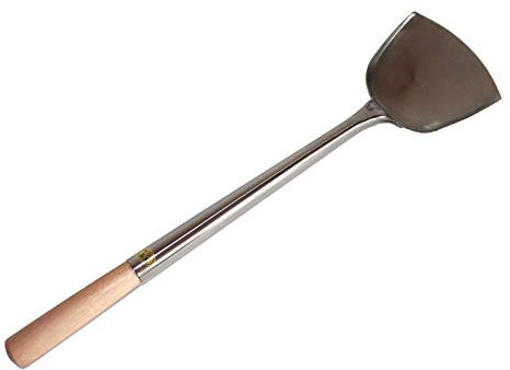 Asia Art Factory AAF Nommel ® Wokspahtel Wok Kelle Pfannenwender flach, Edelstahl 52 cm lang, Nr. 011
