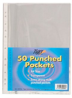 Shopping Sky 50 A4 Punched Pockets Poly Plastic Clear File Document Ring Binder Filing Wallet
