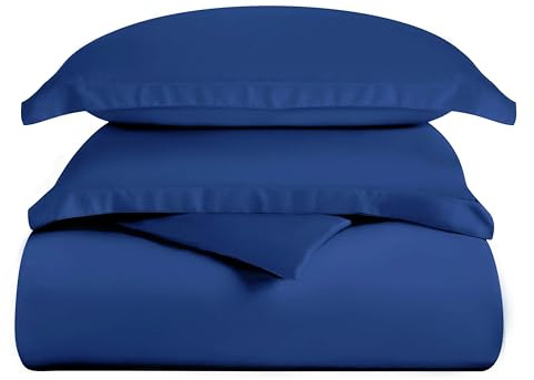 Superior 300 Thread Count Duvet Cover Set, 100% Modal from Beech, Solid, King/California King, Navy Blue