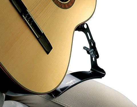 Ergoplay Gitarrenstütze Johannes Tappert Linkshänder – ergonomische Spielhilfe für klassische Gitarre – höhen- und neigungsverstellbar – schwarz – mit Saugknöpfen