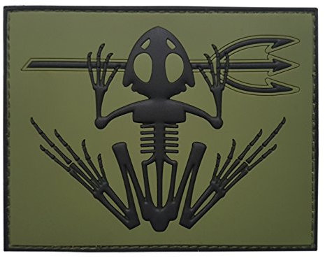 Olive Drab US Navy Seals Bone Frog Skull Skeleton DEVGRU OD Morale PVC Hook Patch