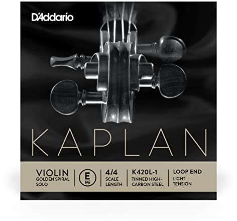 D'Addario Kaplan Golden Spiral Solo Violinensaite - Einzelsaite E - K420L-1 - Violinsaiten - 4/4 Skala, Leichte Spannung, Schleifende