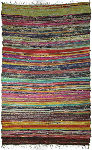 GURU SHOP Leichter Flickenteppich, Flickendecke 100x160 cm - Grün-bunt, Baumwolle, Teppiche, Bodenmatten