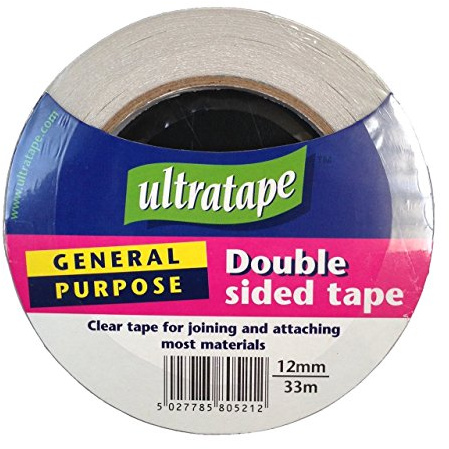 general purpose double sides/sided clear sticky tape 12mm x 33m for office/craft, beige