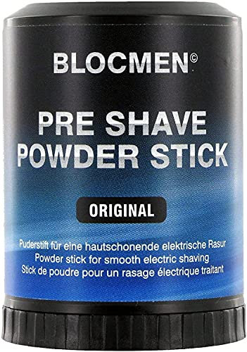 BLOCMEN Original Shaving Powder Stick 60g prevents skin irritation & razor burn | Men's Pre-Shave Powder Stick with menthol for gentle dry shave