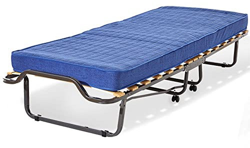 MiaSuite i Sogni italiani - Brandina Falten Einzel, Mit rollen und matratze in WasserSchaum, Blu, 80 x 200 x 38 cm