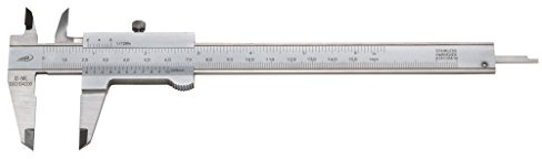 HELIOS-PREISSER 0189501 Taschenmessschieber aus verchromtem, rostfreiem Stahl mit Schraube, 1/20 mm-1/128 Zoll, 150 x 40 mm