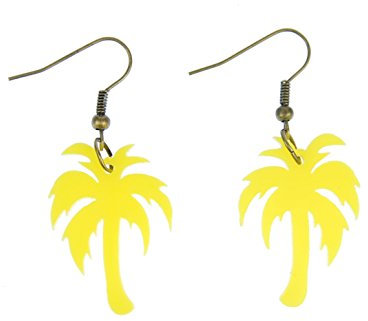 Miniblings Palme Acrylglas gelasert Ohrringe Hänger Palme Baum Acryl LC gelb - Handmade Modeschmuck I Ohrhänger Ohrschmuck versilbert